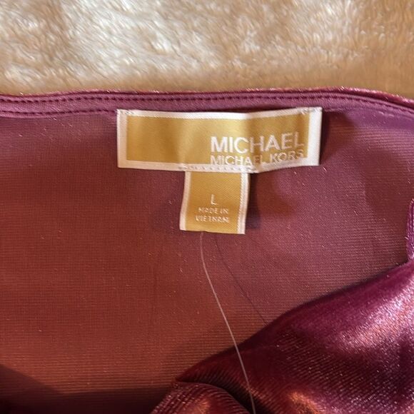 NWT Michael Kors lilac velour tank top with draped cowl front. Sz large. - Picture 6 of 11